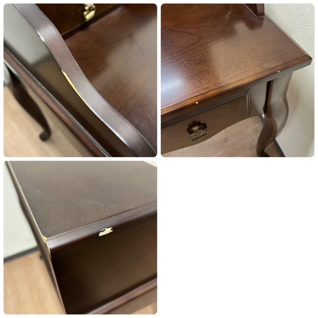 アンティーク調 猫脚 デスク 木製 ドレッサー テーブル ブラウン 机