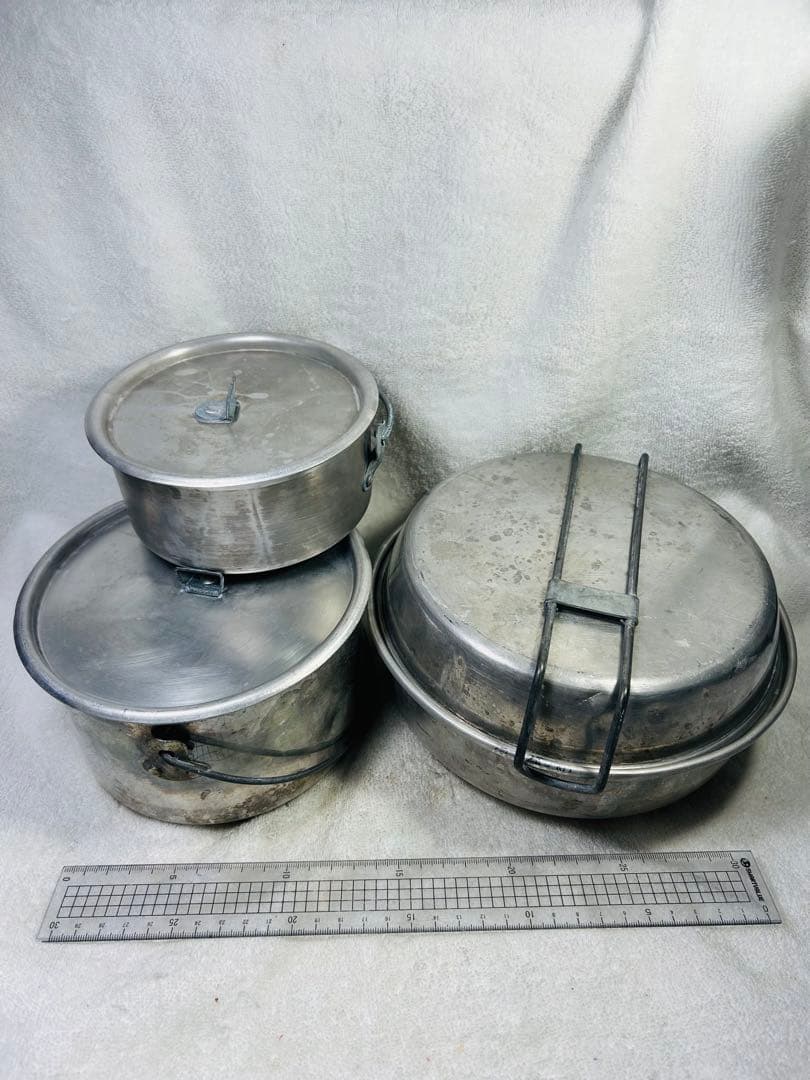 希少イギリスHOTTON社ブルドッグメスキットフライパン、深皿、中型小型ビリー缶