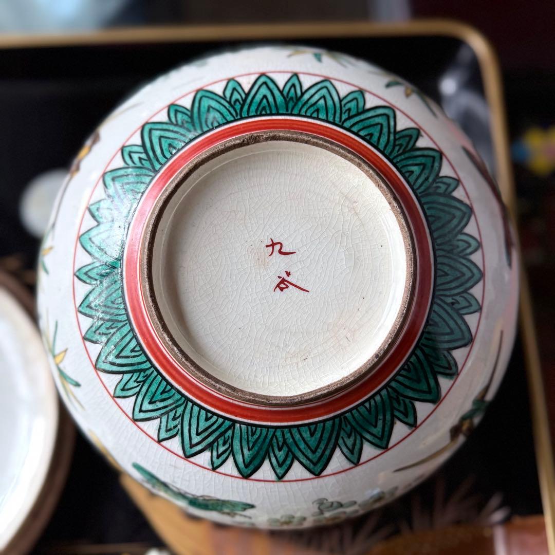 2231様感謝‼️九谷焼KUTANI あじさい❌鶴❌松　蓋もの食籠作り置き多目的