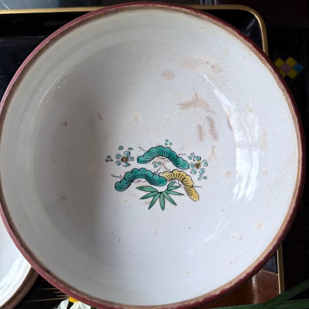 2231様感謝‼️九谷焼KUTANI あじさい❌鶴❌松　蓋もの食籠作り置き多目的