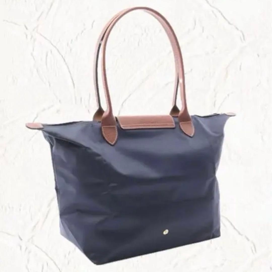 超人気 ロンシャン LONGCHAMP 折り畳みトートバッグ 大容量 ネイビーL