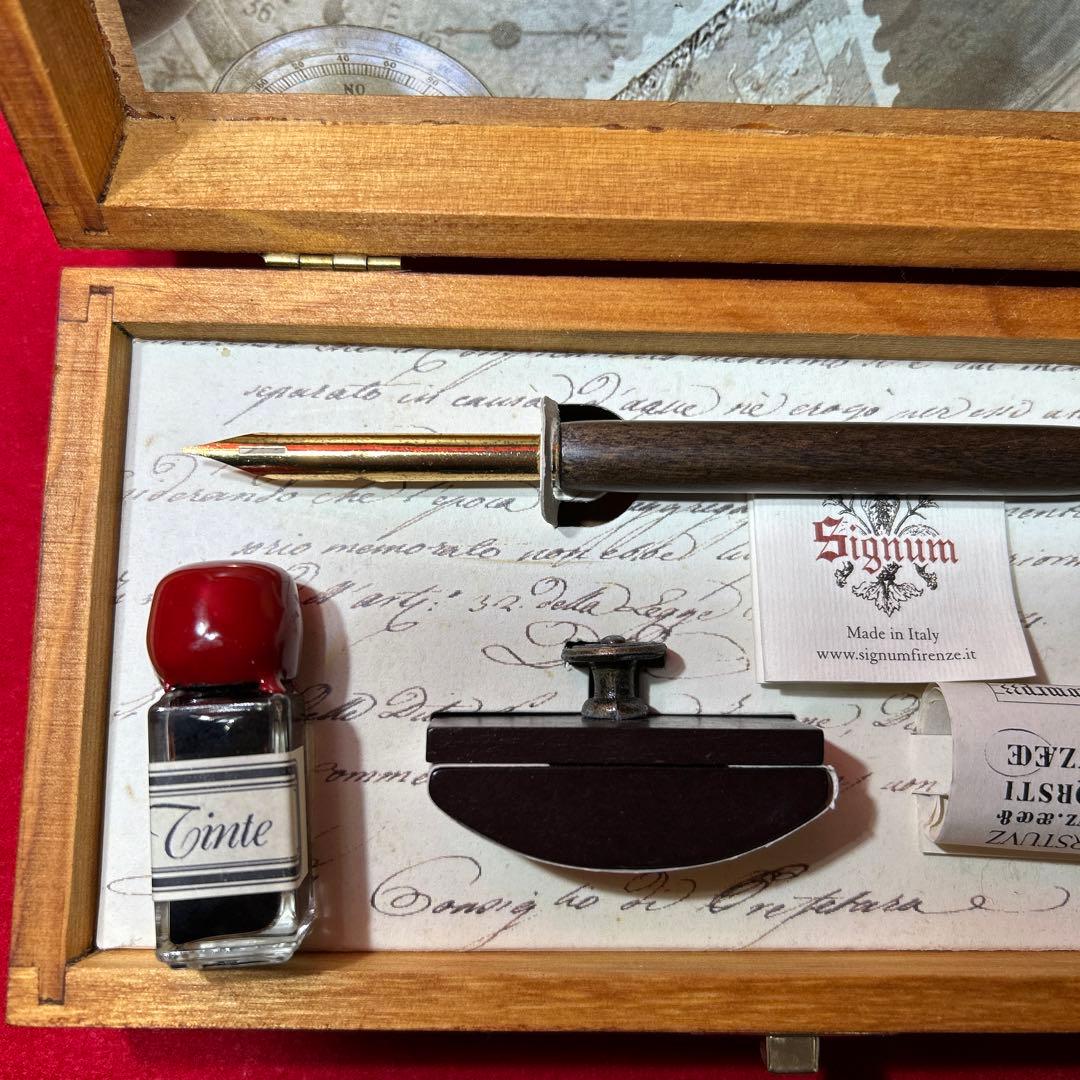 未使用　カリグラフィーセット　イタリア製　Signum シグニュム　木箱