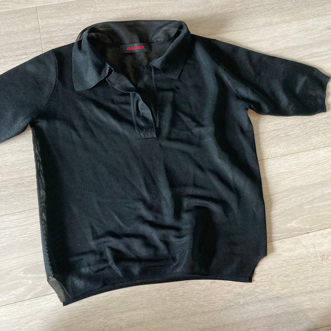 CABAN ブラック 半袖ポロシャツ Fサイズ