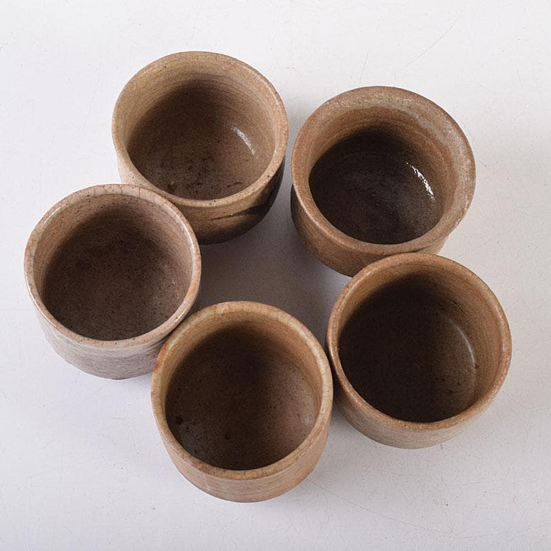 唐津焼　古唐津　絵唐津　酒盃　ぐい呑み　在銘　５客まとめて　V　R8013