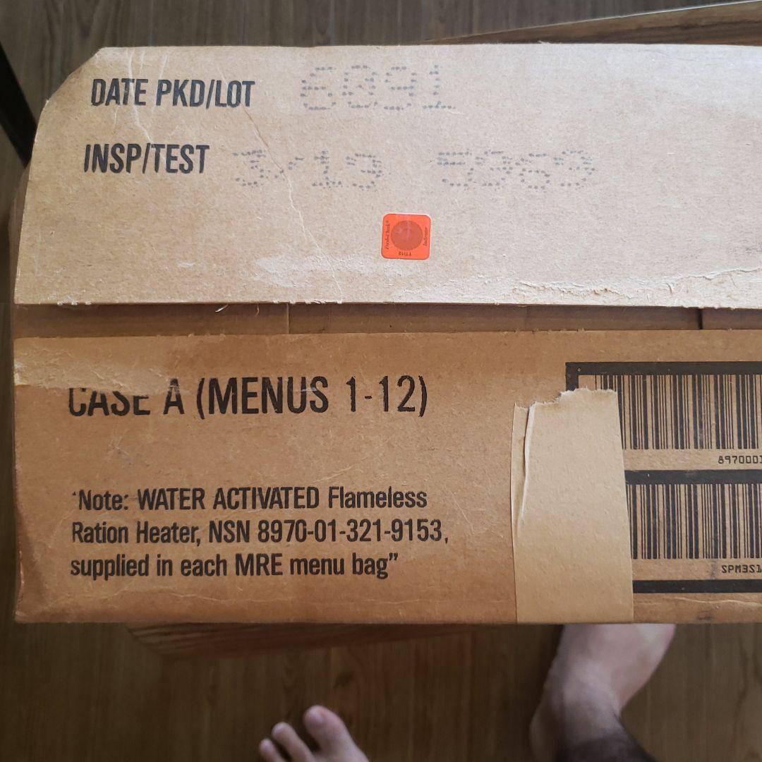 米軍戦闘食料 MRE 2019年3月検品　12個入り