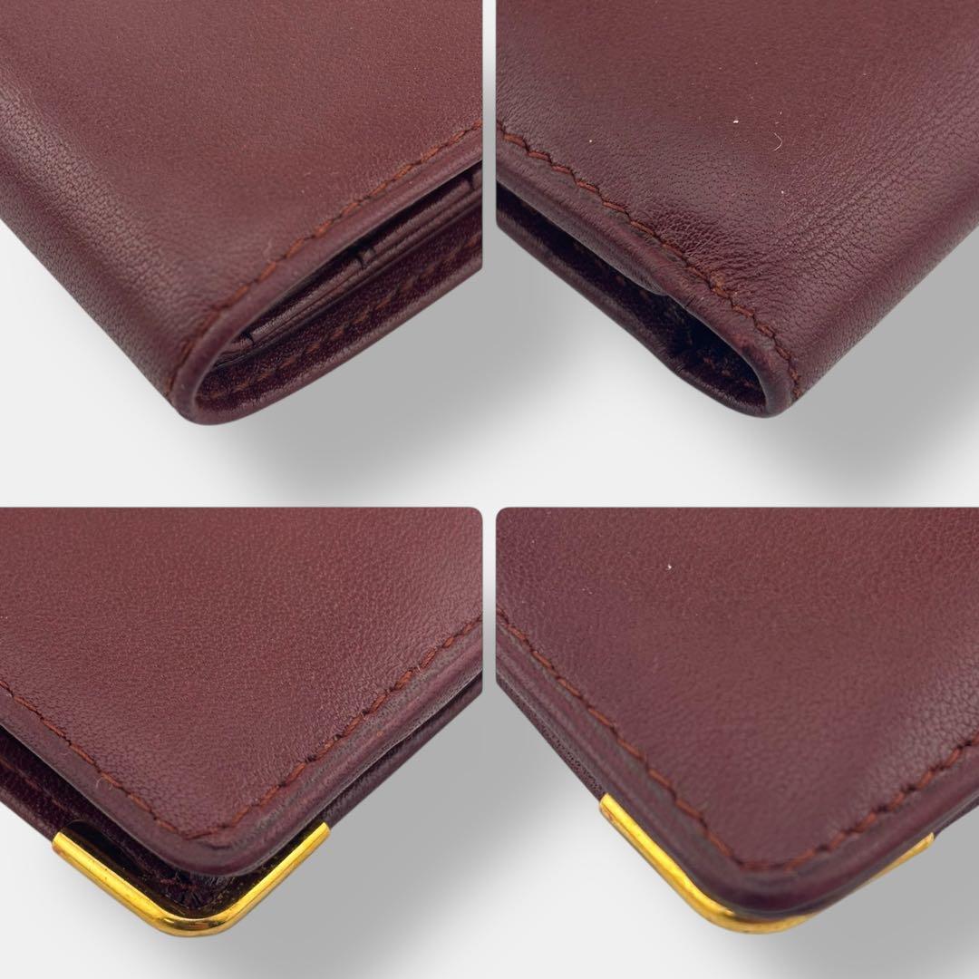 美品 付属品完備 カルティエ 二つ折り財布 マストライン レザー ボルドー 貴重