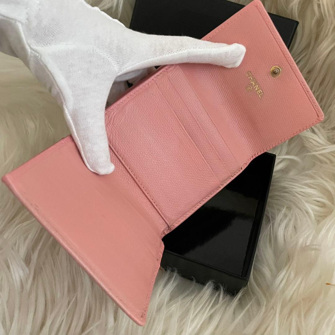 シャネル CHANEL 財布 三つ折りピンク ココボタン ココマーク