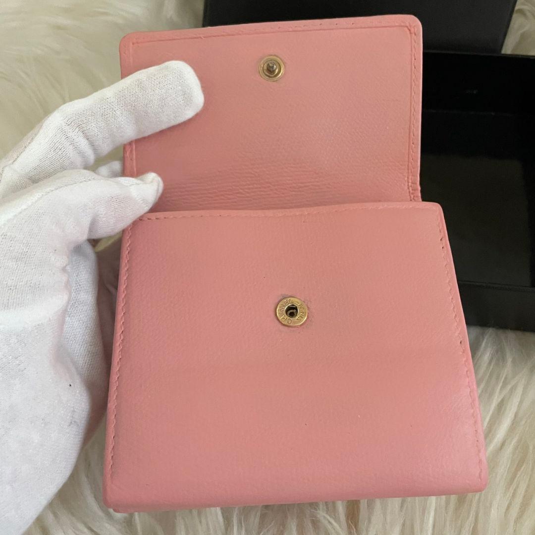 シャネル CHANEL 財布 三つ折りピンク ココボタン ココマーク