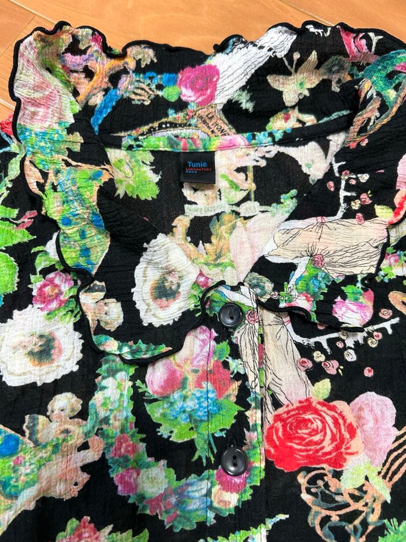 TUNIC 鴨居羊子 花柄 綿 ルームウェア ナイトウェア 日本製 チュニック