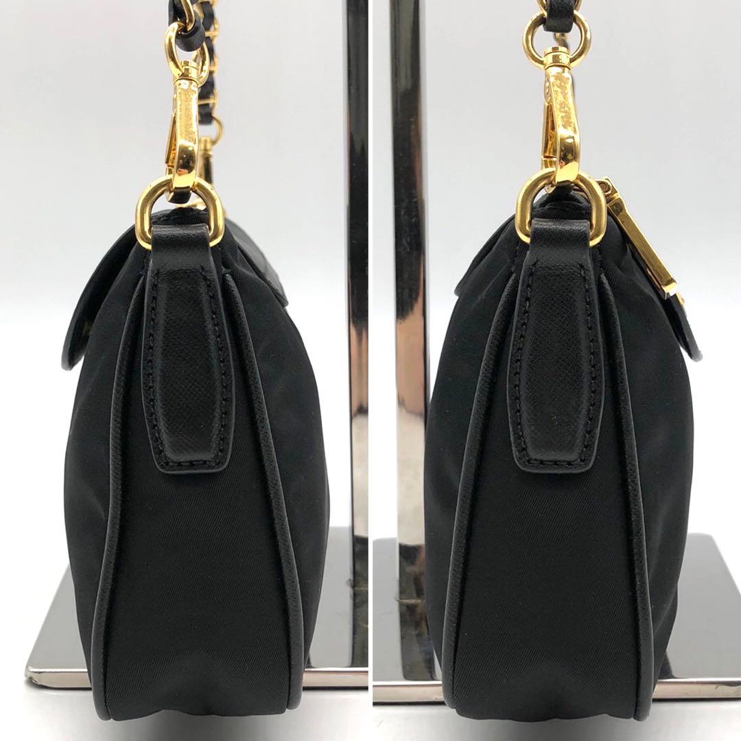 極美品✨プラダ チェーンショルダーバッグ ミニ 三角ロゴ ナイロン 1BH085
