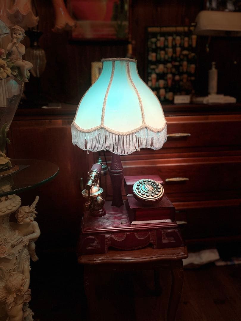 美品 テレフォン 電話機 ランプ アンティークランプ