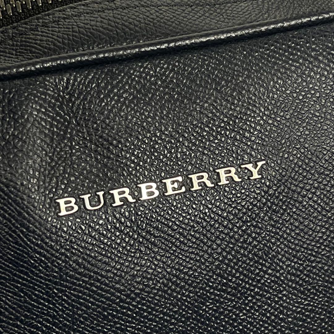 BURBERRY ビジネスバッグ　2way オールレザー　ネイビー