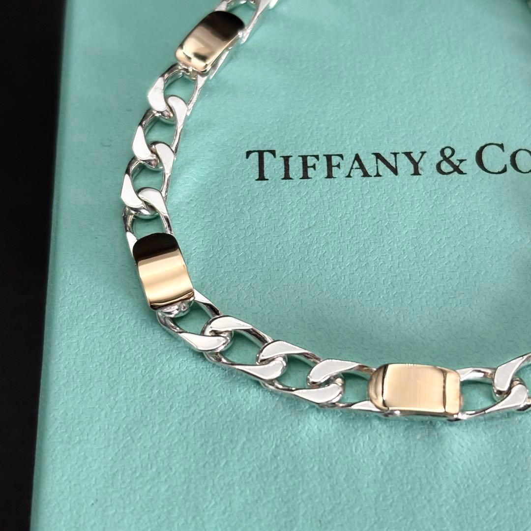 極美品 Tiffany コンビ フィガロ 18金 チェーン ブレスレット
