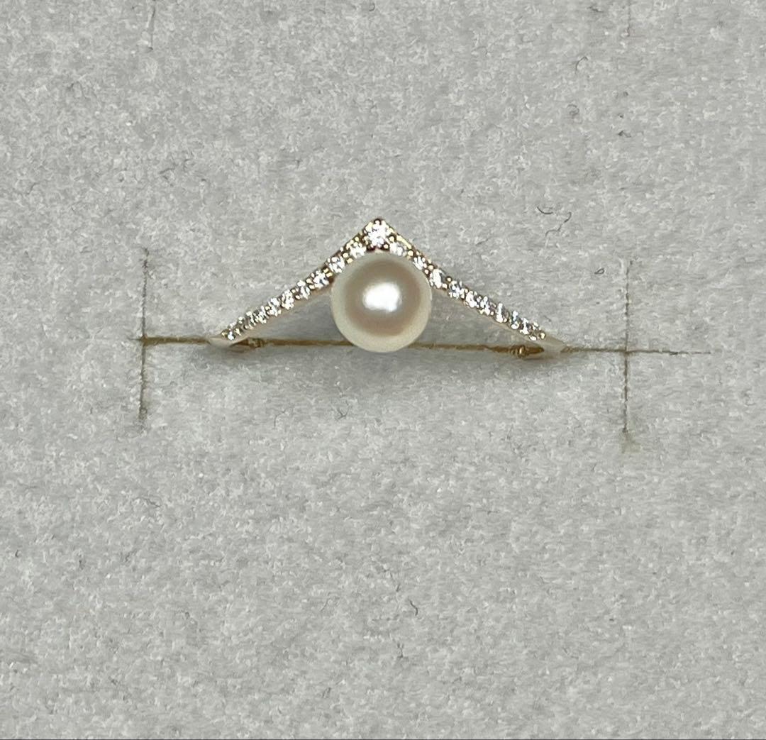 本日限定値　美品 K10+アコヤ真珠+ダイヤモンド リング(Lilas)