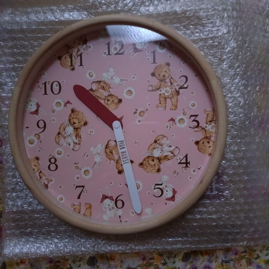 ピンクハウス　掛け時計　くま＆うさぎ柄　時計