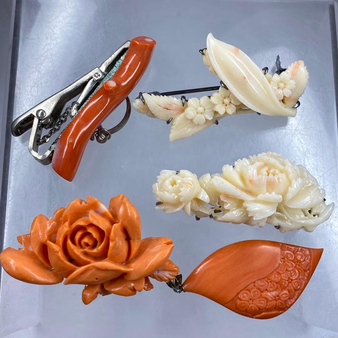 本赤珊瑚　ブローチ　帯留　50g トヒチ 東な7-0215☆2F