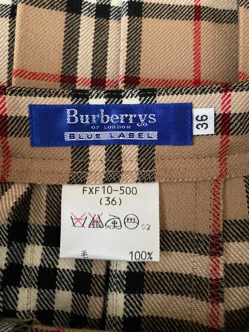 バーバリーブルーレーベル　チェックプリーツラップスカート　36