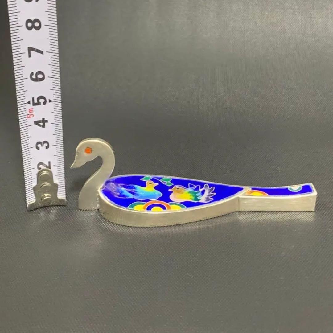 シルバーAG99 刻印　40g韓国宮廷置物 文鎮　白鳥　オシドリ　書道道具　骨董