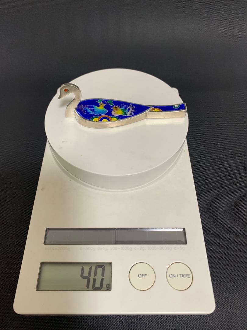 シルバーAG99 刻印　40g韓国宮廷置物 文鎮　白鳥　オシドリ　書道道具　骨董