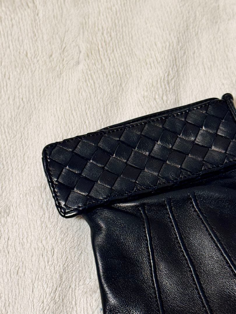【土日限定セール】Bottega Veneta 黒手袋 編み込みカフ付き