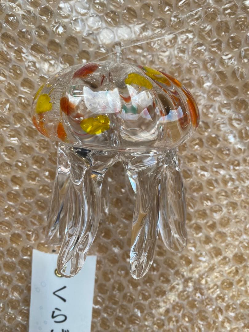 新品　くらげ風鈴　カラフル　ガラス細工 タクグラス クラゲ風鈴