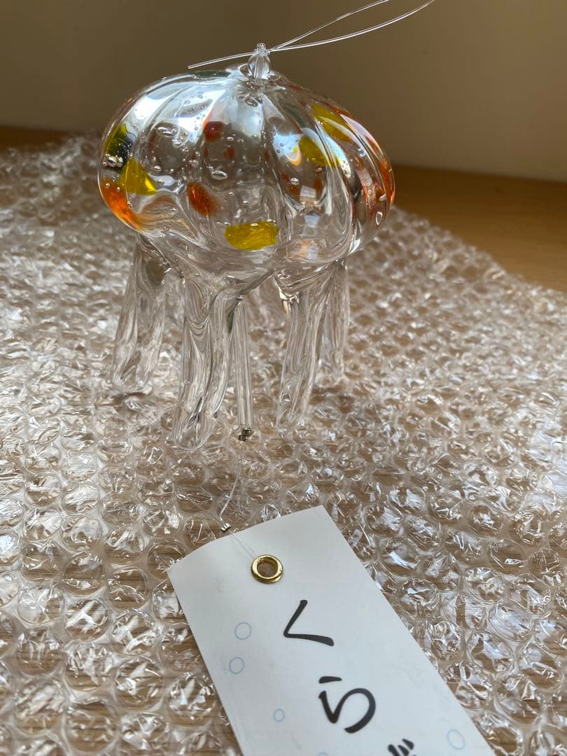 新品　くらげ風鈴　カラフル　ガラス細工 タクグラス クラゲ風鈴