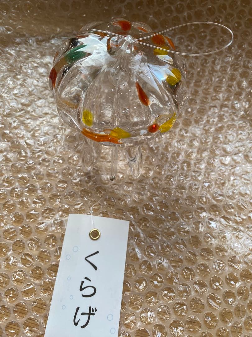 新品　くらげ風鈴　カラフル　ガラス細工 タクグラス クラゲ風鈴