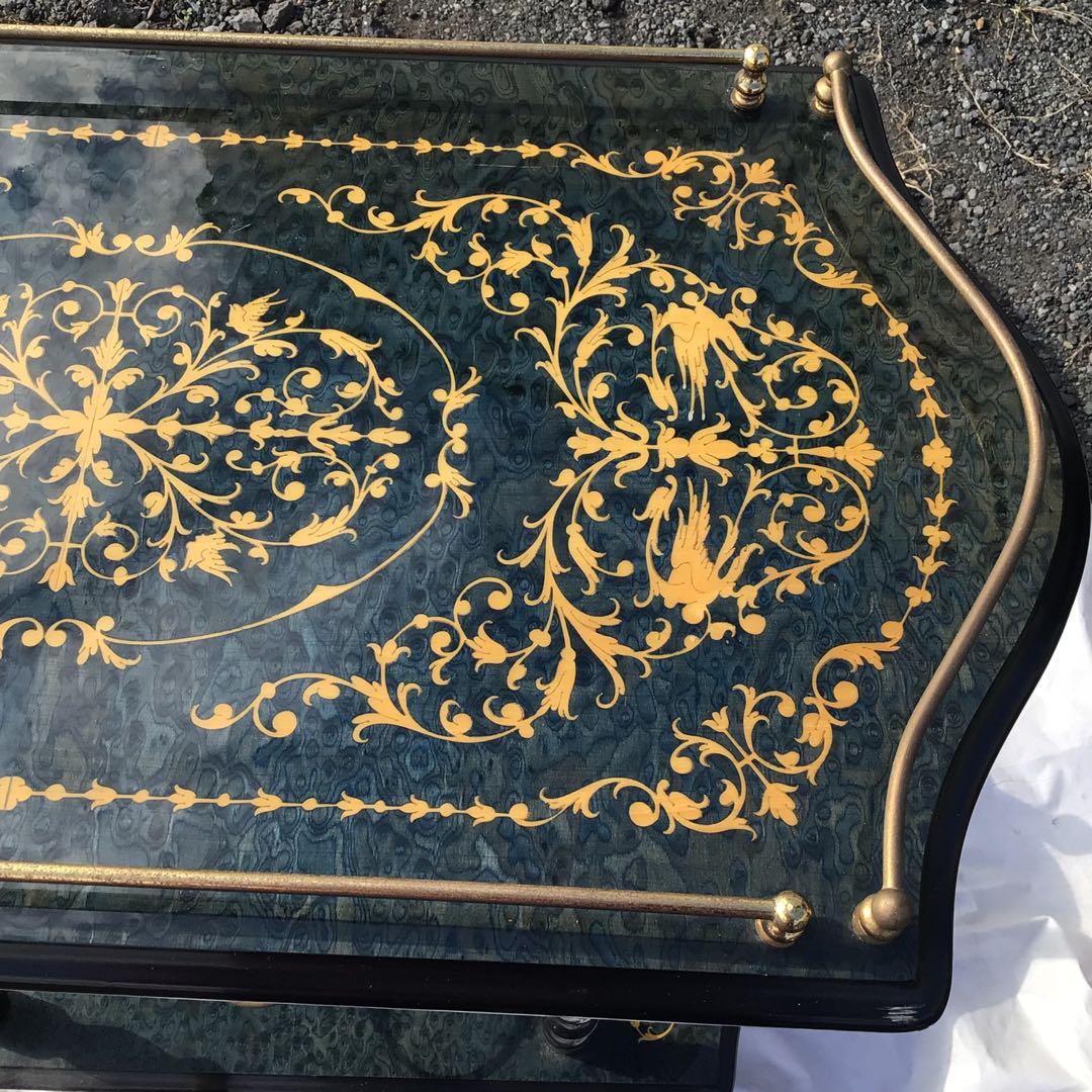 イタリア製 象嵌細工 キッチンワゴン キャスター付 キッチン収納　カート