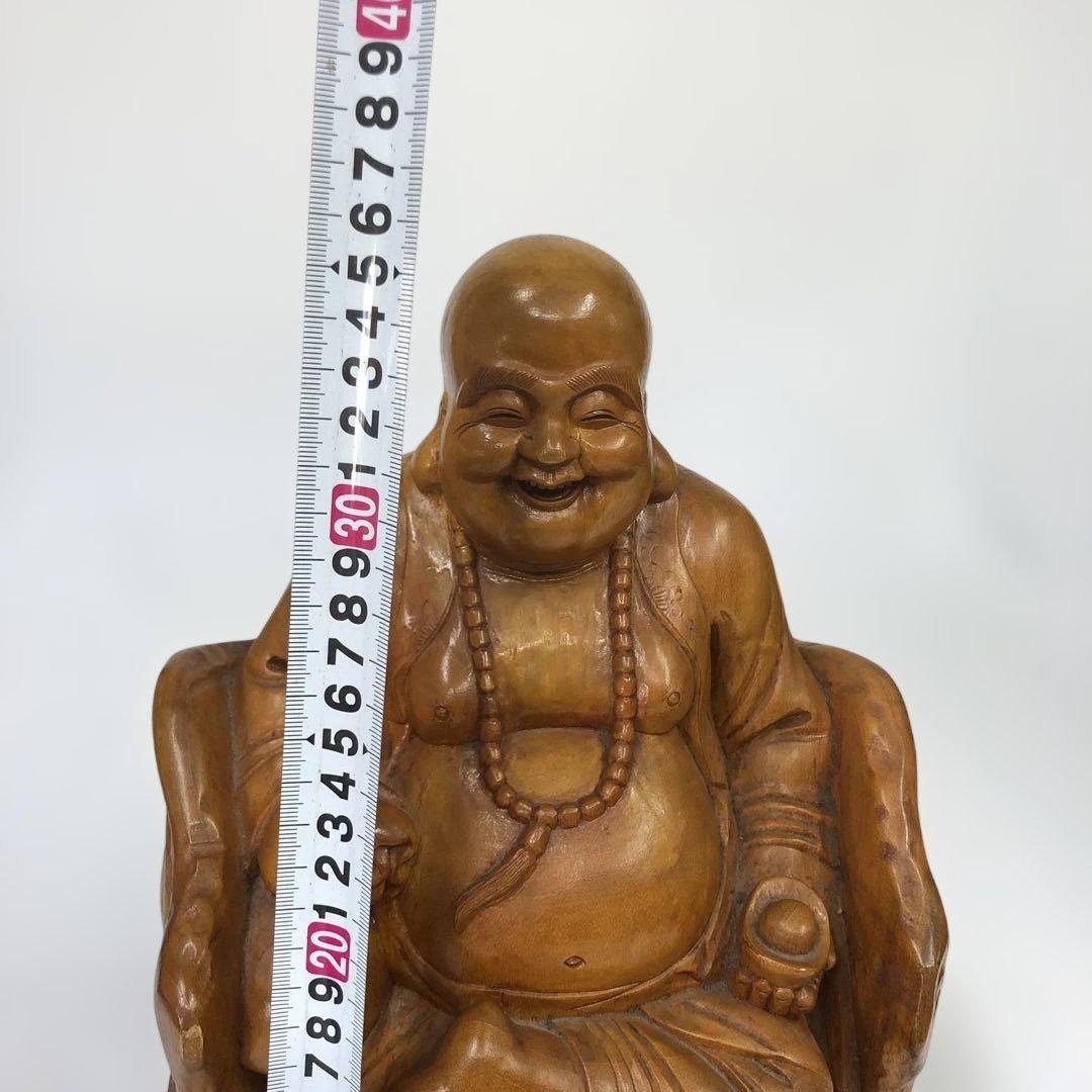 中国美術￼ 一刀彫木彫り、縁起物布袋さん￼