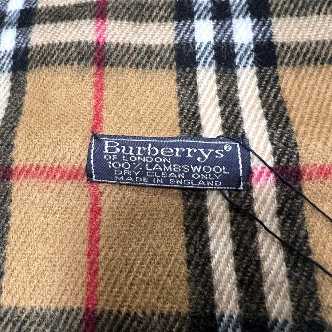 【タグ付未使用】バーバリー ノバチェック マフラー ラムウール 英国製 ベージュ