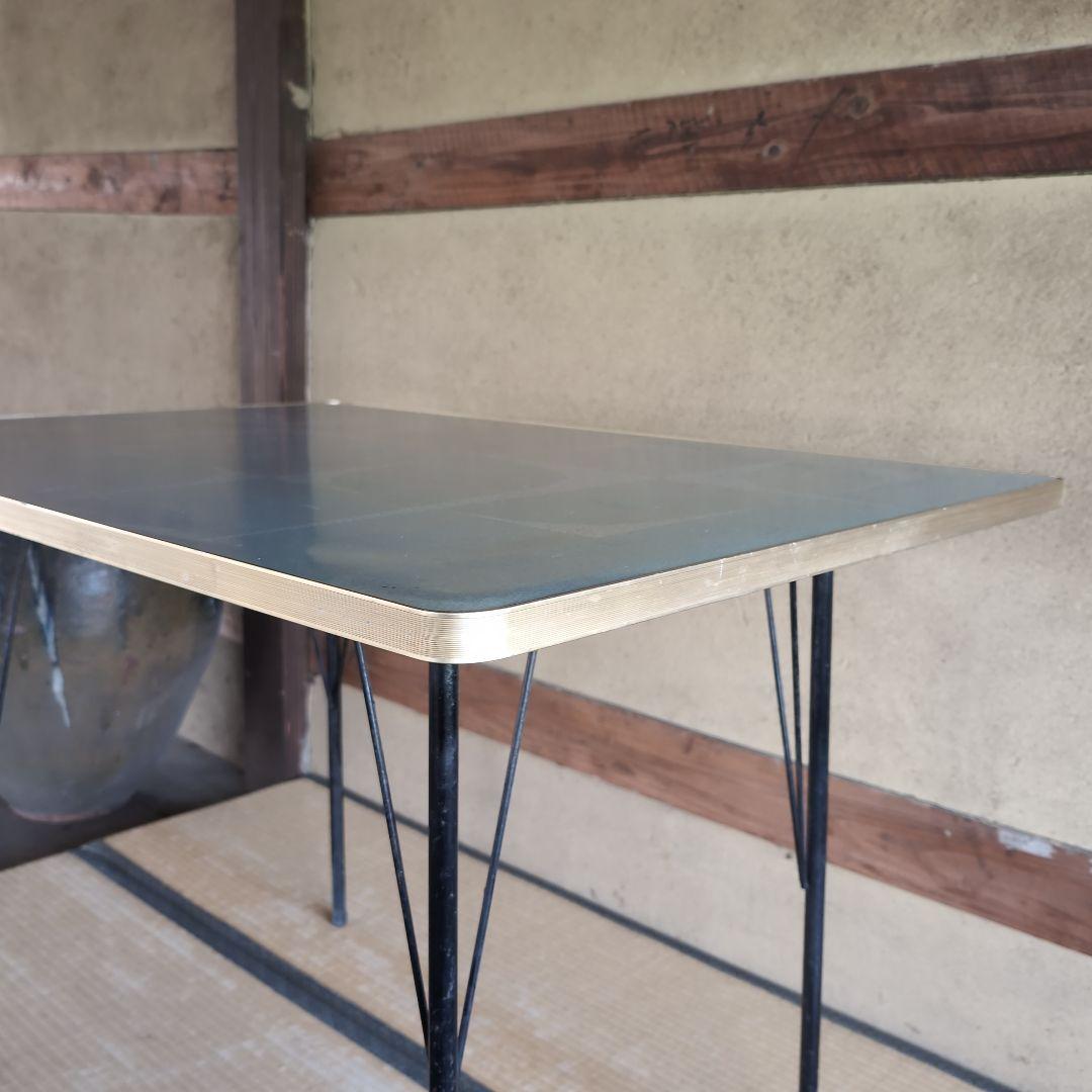 r*0様 昭和レトロ　アイアン脚テーブル　アンティーク 作業台　W1050