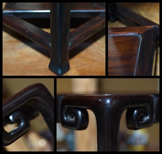 木製 唐木紫檀製 透かし彫り 高足花台 盆栽台 香炉台 飾り台