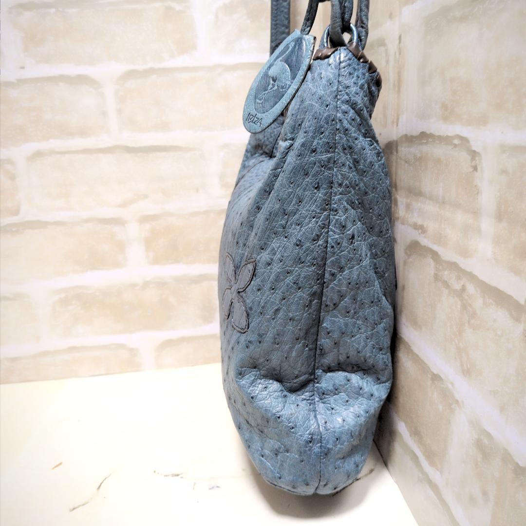 ★IBIZA【イビサ】オーストリッチ ショルダーバッグ ターコイズ 美品