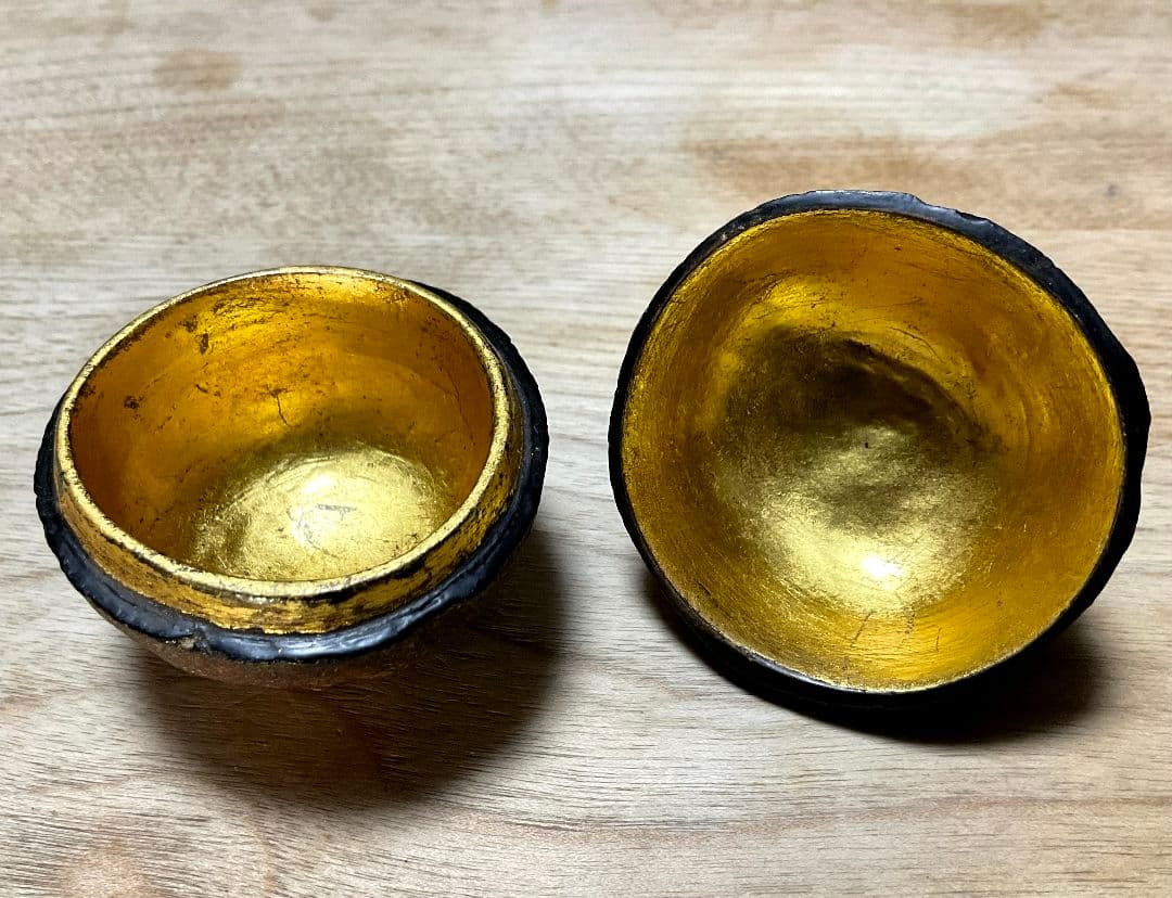 【珍品】市川銕琅　宗旦好 橙香合　金箔塗　茶道具　市川銕琅書箱　花押あり