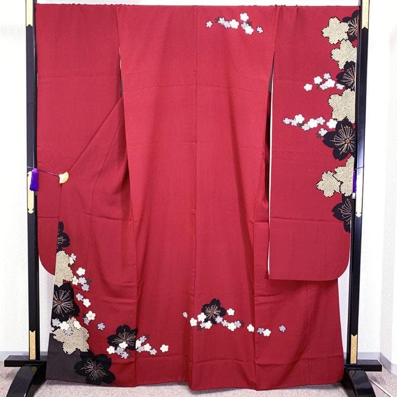 506z16☆鈴乃屋 振袖 古典柄 モダン シンプル 金彩☆美品 成人式 結婚式