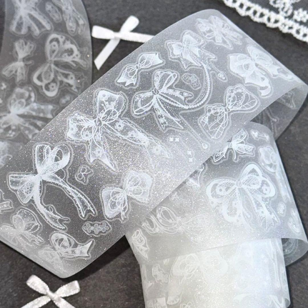 闪砂 蕾丝蝴蝶结-白 5cmx5m 海外マスキングテープ　海外マステ　リボン