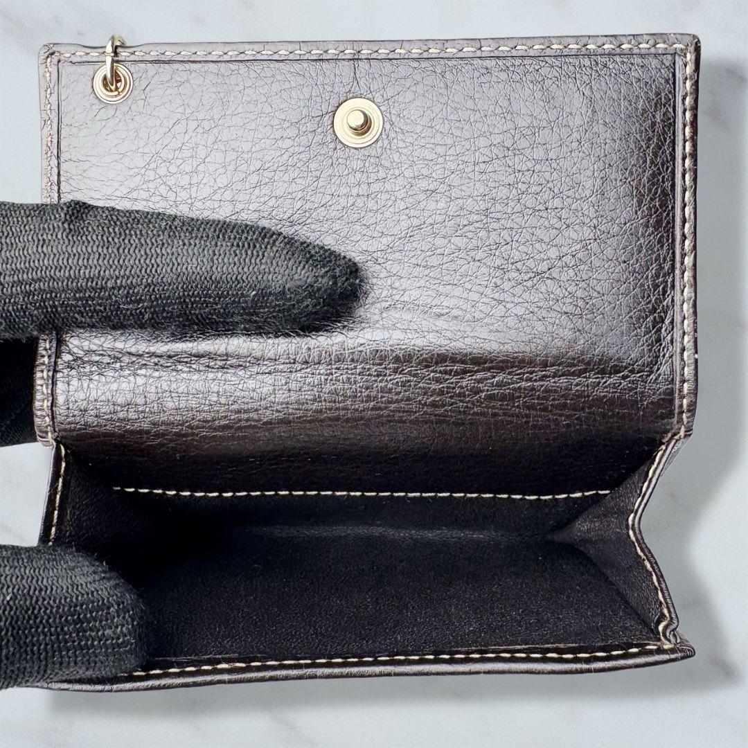 07 美品 GUCCI シマ 二つ折り財布 DB ダークブラウン n9