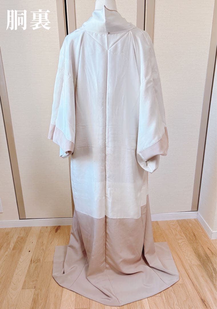 正絹　付け下げ　フルセット　裄65 卒業式　入学式　お宮参　袋帯 S グレー　白