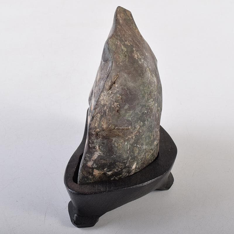 天然石　鑑賞石　菊花石　置物　重さ約547g　唐木台付　C　R8838