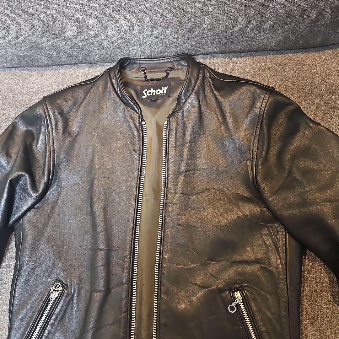ニックネーム　Schott ブラックレザー シングルライダース