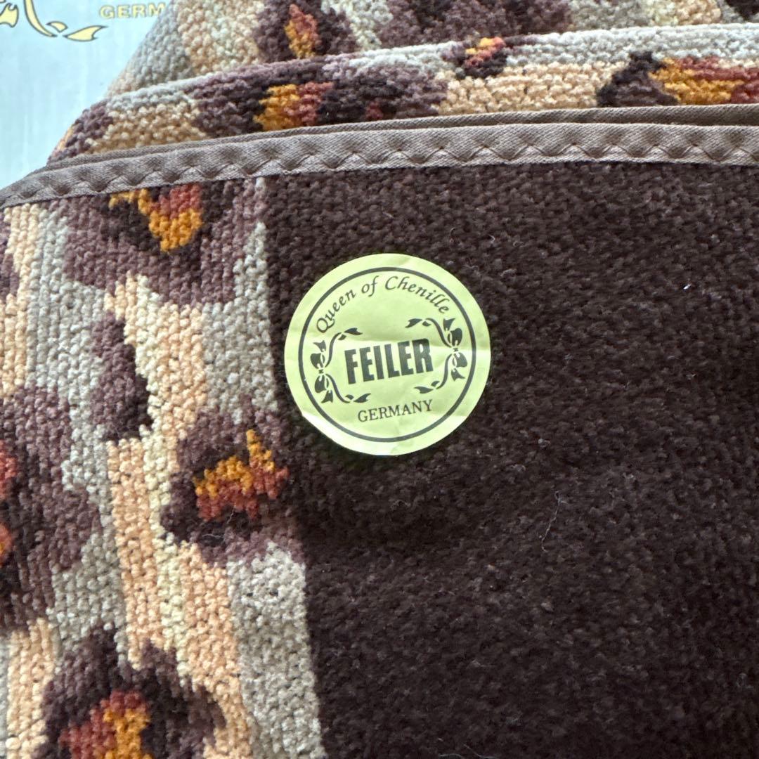 未使用　FEILER バスタオル　レオパード　フェイラー　豹柄　花柄　ブラウン系
