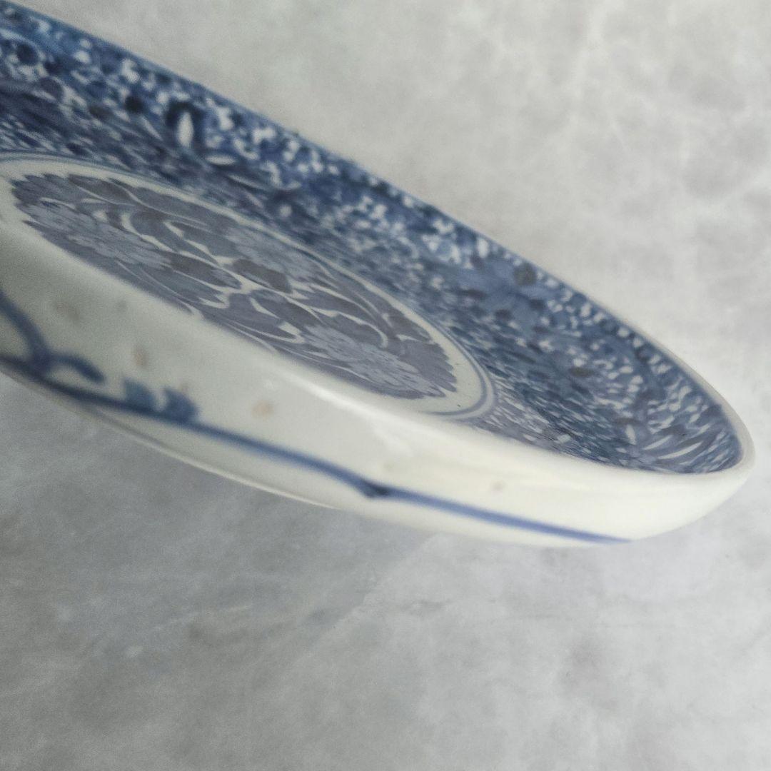 古伊万里　染付　六寸皿　花尽くし　江戸時代　金直し　金継ぎ　アンティーク　骨董