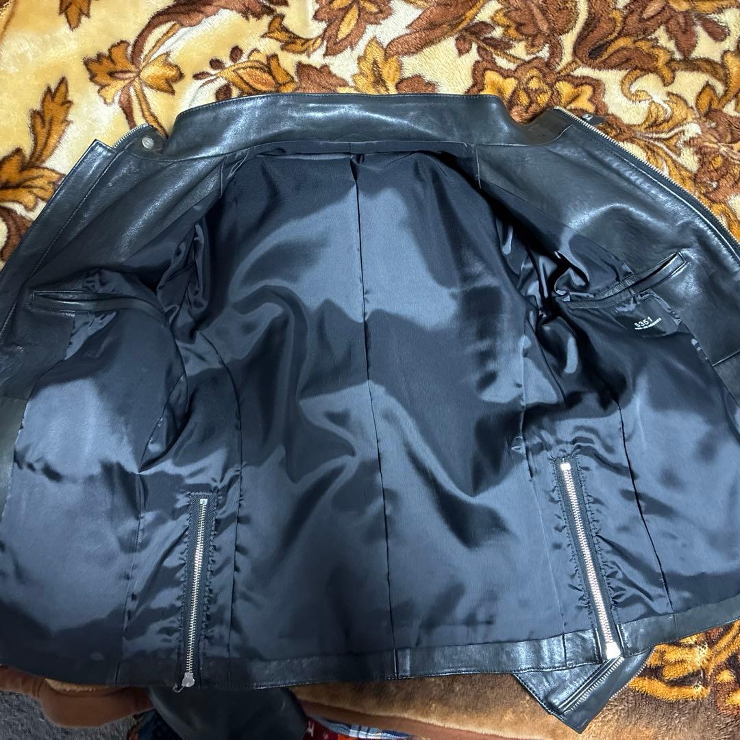5351プールオム　シングルライダースジャケット　サイズ46 ブラック　シープ
