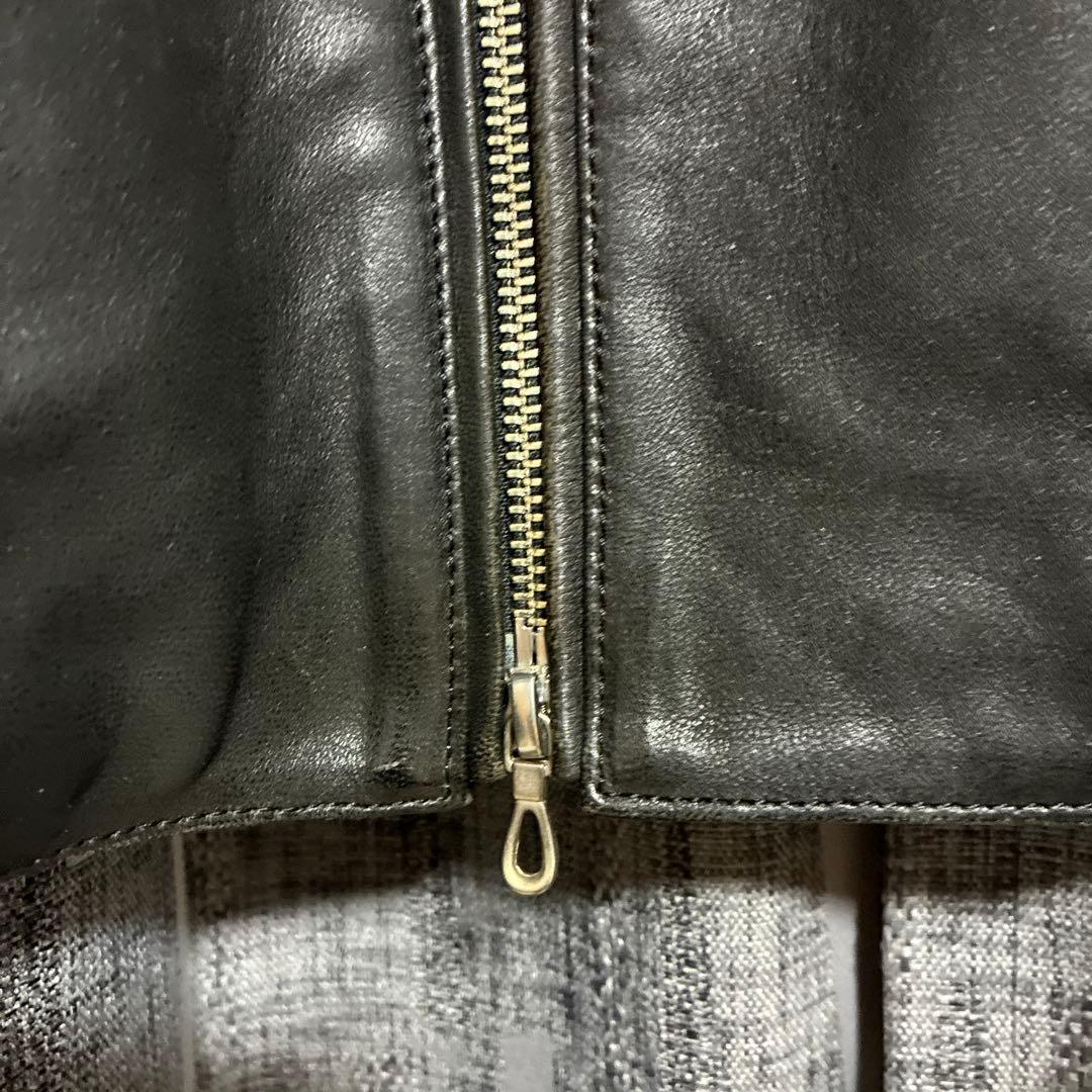 5351プールオム　シングルライダースジャケット　サイズ46 ブラック　シープ