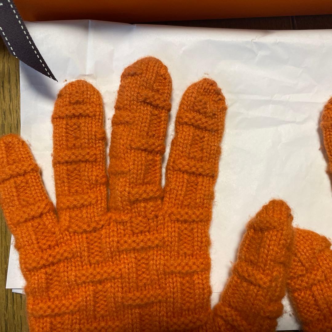 エルメス　カシミヤグローブ　オレンジ