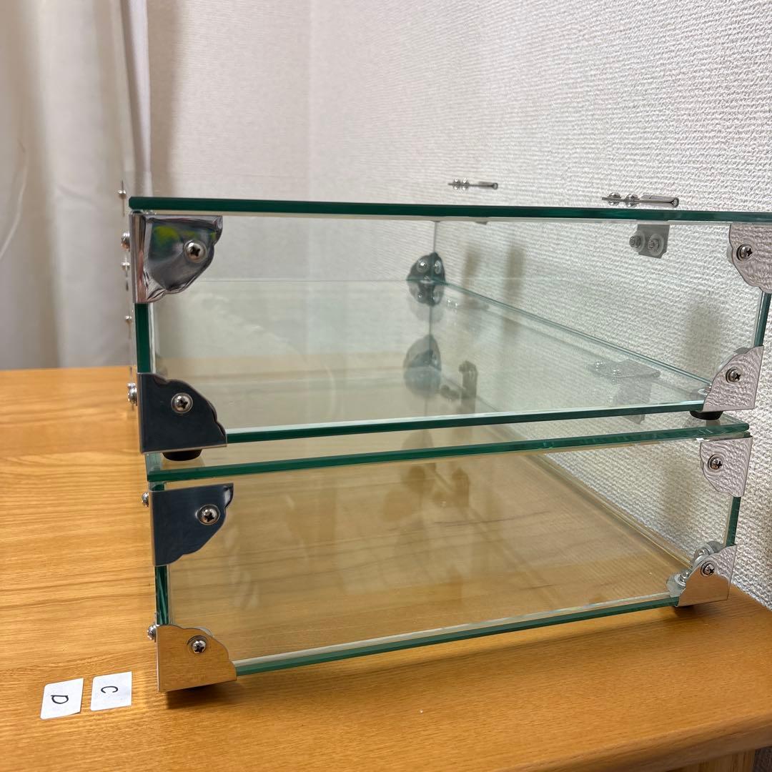 アンティーク風ガラスケース2段！雑貨などのディスプレイに！【C.D】