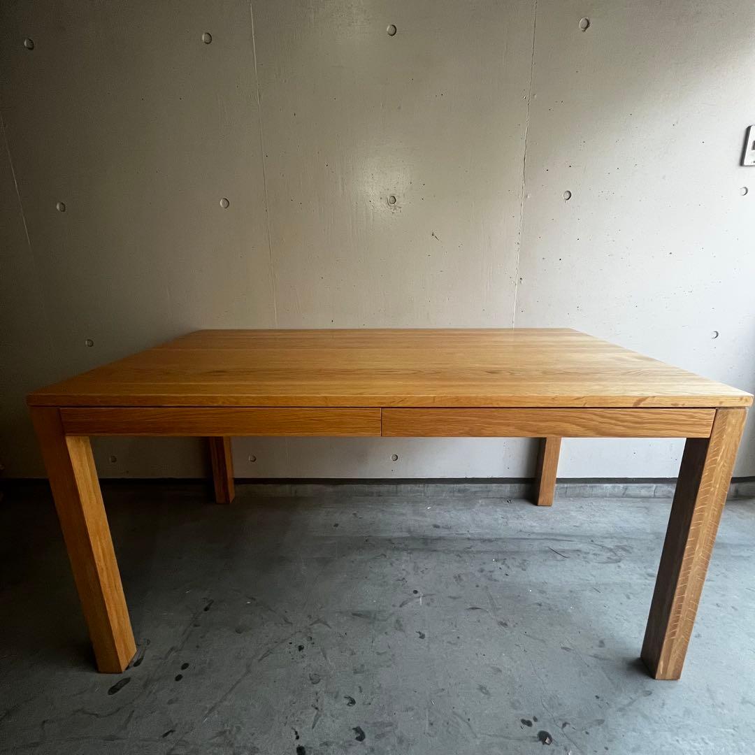 おすしファン★無印 無垢材ダイニングテーブル（引出付）・オーク材