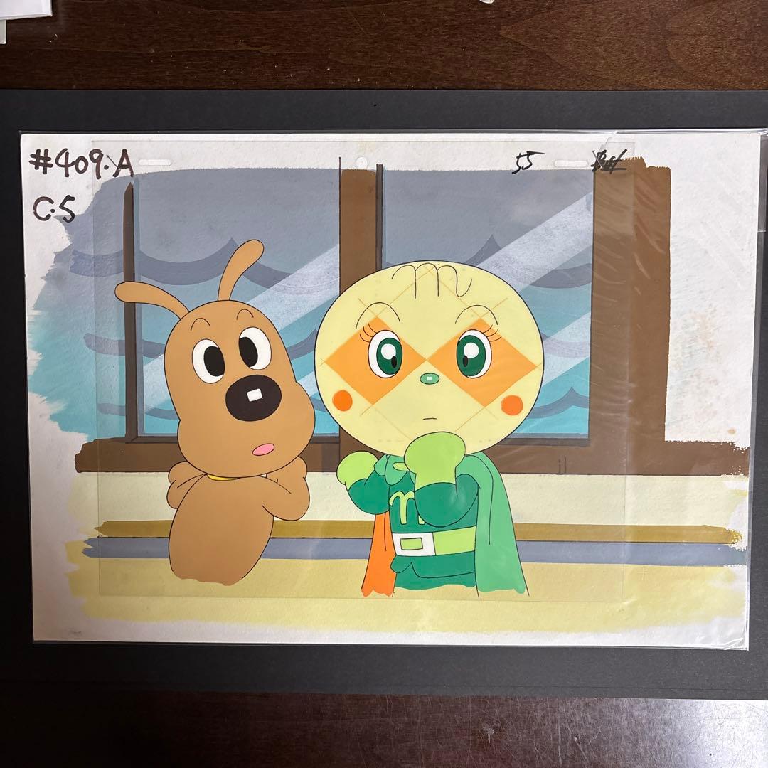 セル画　アンパンマン　メロンパンナとチーズ　背景付き