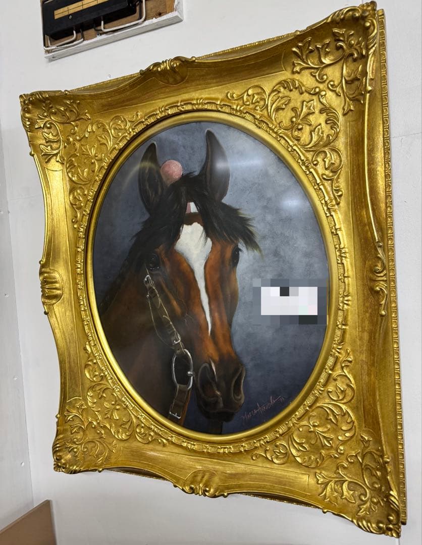 馬の油彩画 トウカイテイオー　高級金縁付き　 新品未使用