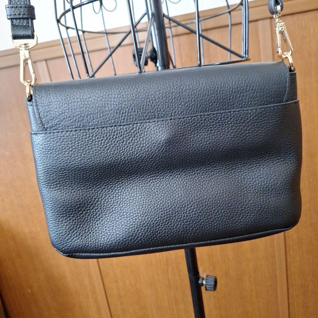 未使用 アニエスベー ブラックレザーショルダーバッグ